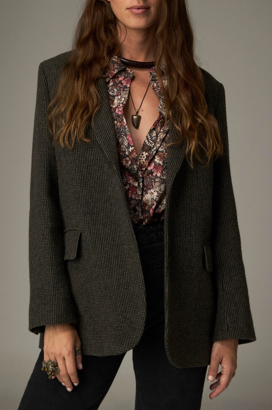 Maison Hotel Cameron tweed blazer- mossy