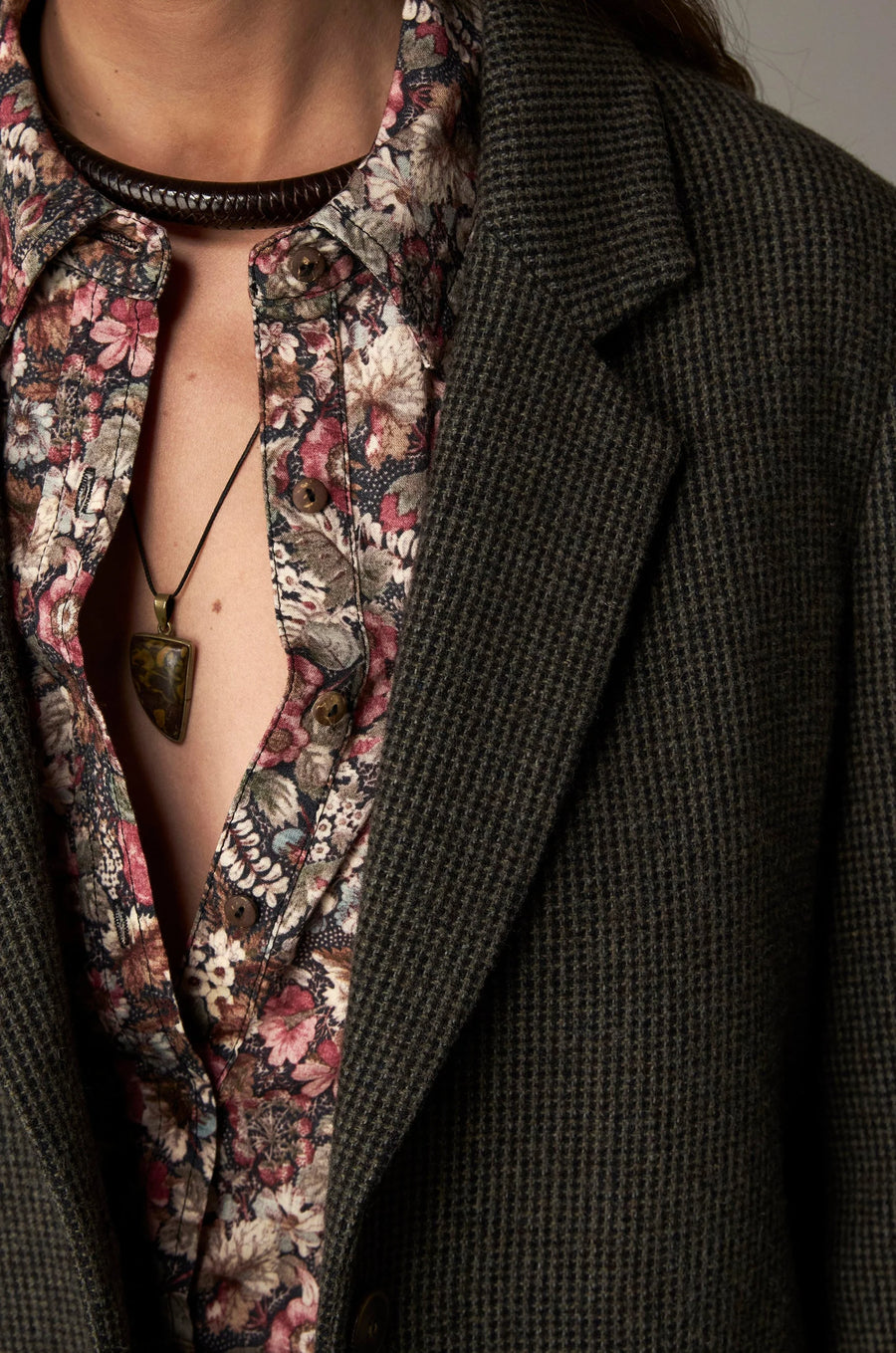 Maison Hotel Cameron tweed blazer- mossy
