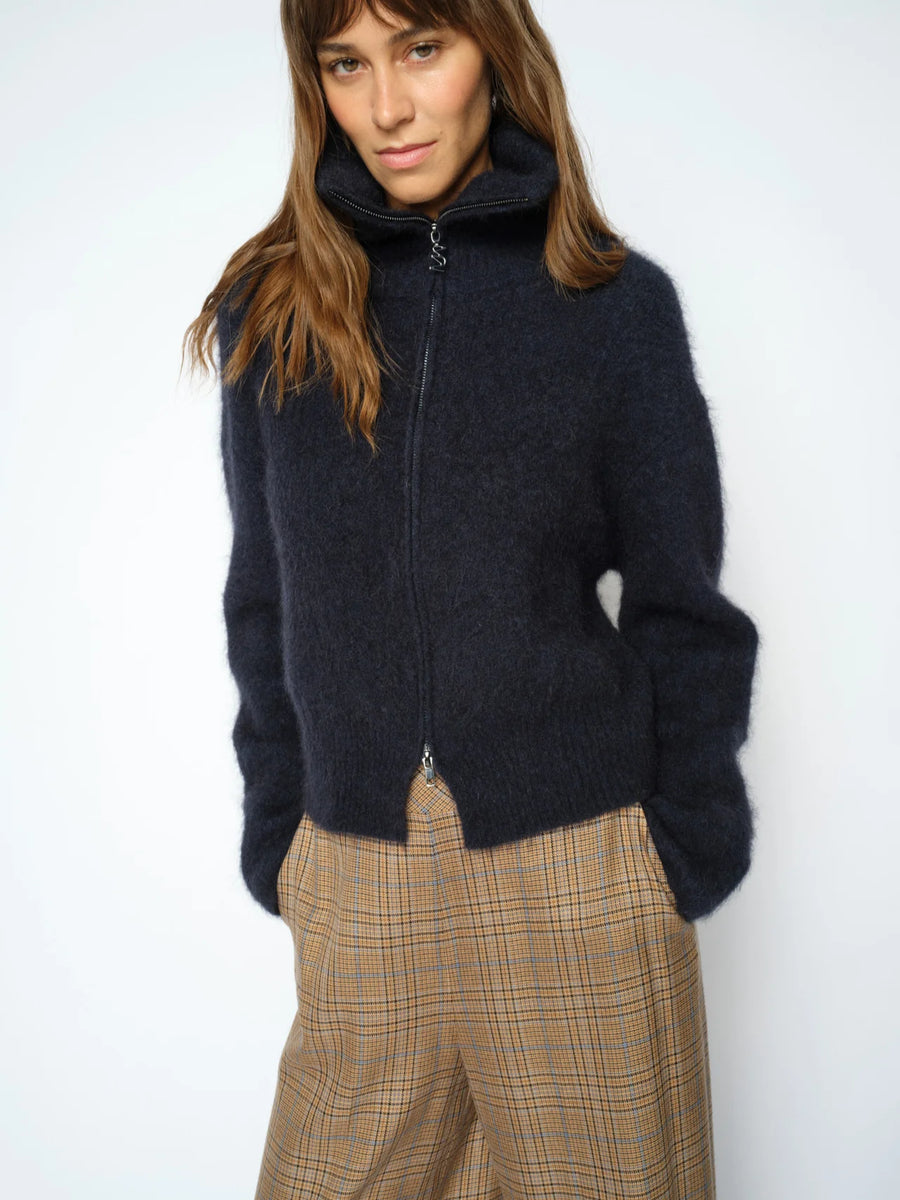 Mos mosh Hulda zip neck cardi - navy