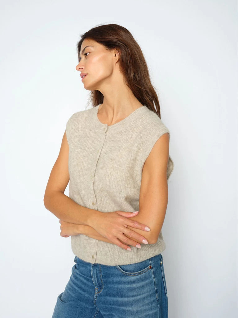 Mos mosh Almine Thora knit vest - feather grey ( oatmeal)