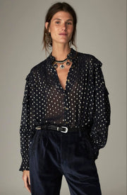 Maison Hotel Simona  lurex blouse - sienna navy