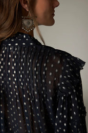 Maison Hotel Simona  lurex blouse - sienna navy