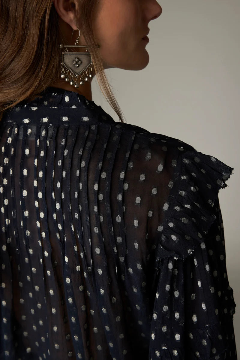 Maison Hotel Simona  lurex blouse - sienna navy