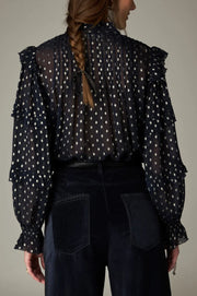 Maison Hotel Simona  lurex blouse - sienna navy