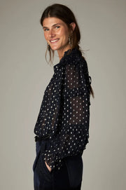 Maison Hotel Simona  lurex blouse - sienna navy