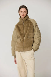 Tanta Aisu zip through contrast jacket - coriander