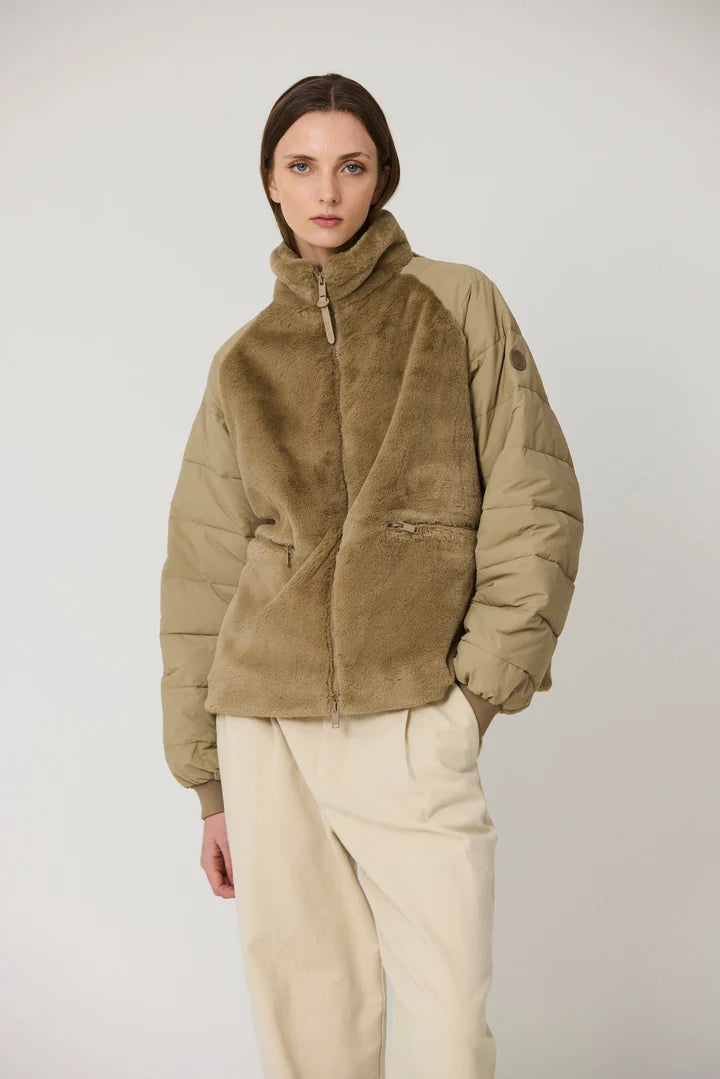 Tanta Aisu zip through contrast jacket - coriander