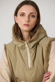 Tanta Bing reversible hooded zipped neck snood - coriander