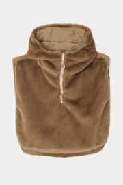 Tanta Bing reversible hooded zipped neck snood - coriander