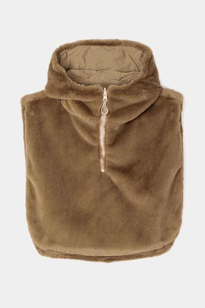 Tanta Bing reversible hooded zipped neck snood - coriander