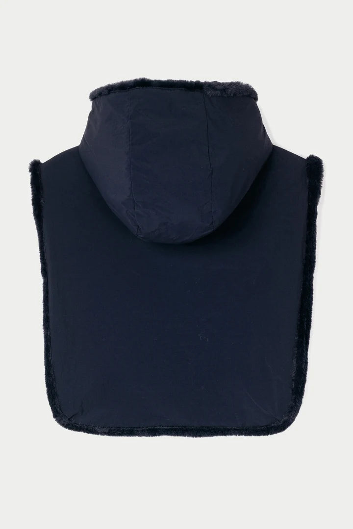 Tanta Bing reversible hooded zip neck snood - navy