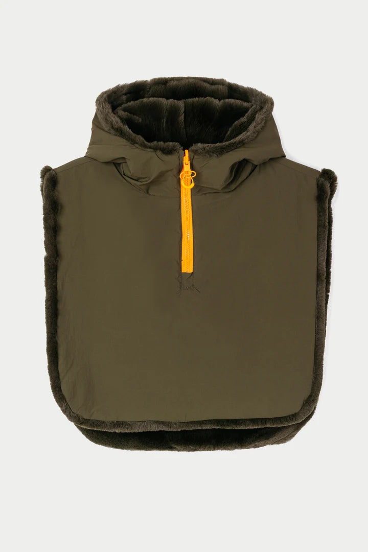 Tanta Bing reversible hooded zip neck snood - khaki