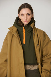 Tanta Bing reversible hooded zip neck snood - khaki
