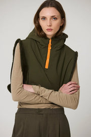 Tanta Bing reversible hooded zip neck snood - khaki