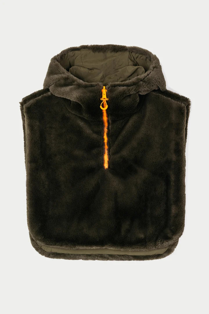 Tanta Bing reversible hooded zip neck snood - khaki