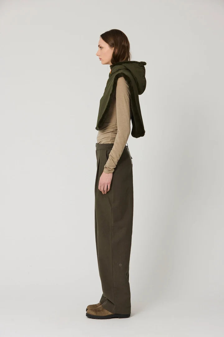 Tanta Bing reversible hooded zip neck snood - khaki