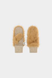 Bellerose Madina faux fur mittens - camel