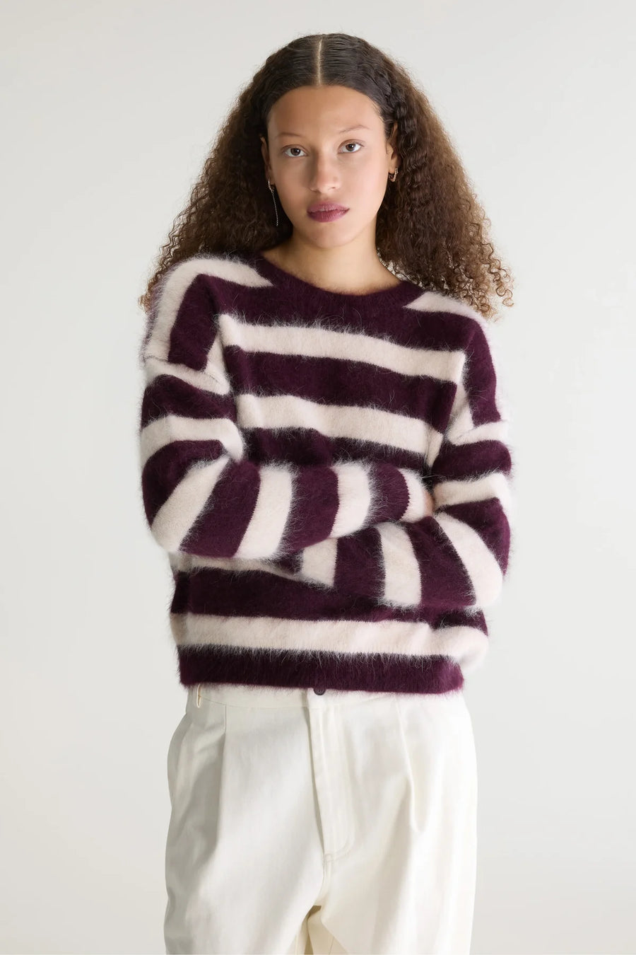 Bellerose Datus striped jumper - off white / wine
