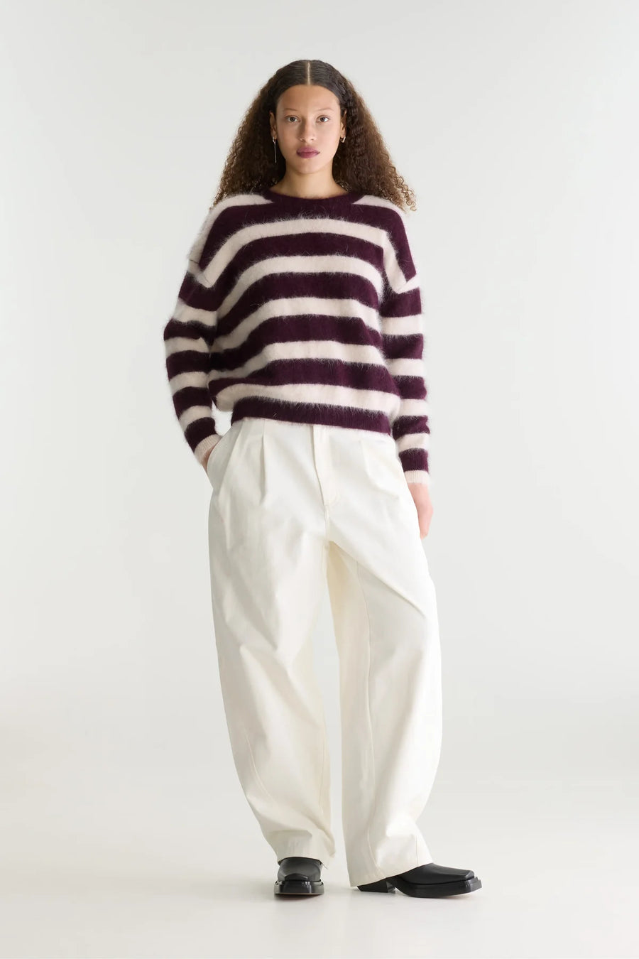 Bellerose Datus striped jumper - off white / wine