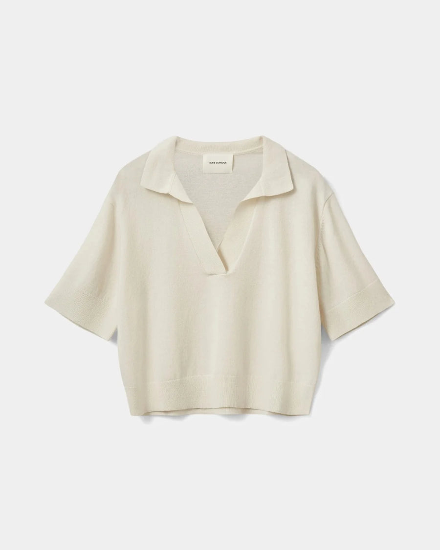 Sofie Schnoor Amaly short sleeve polo knit  - off white