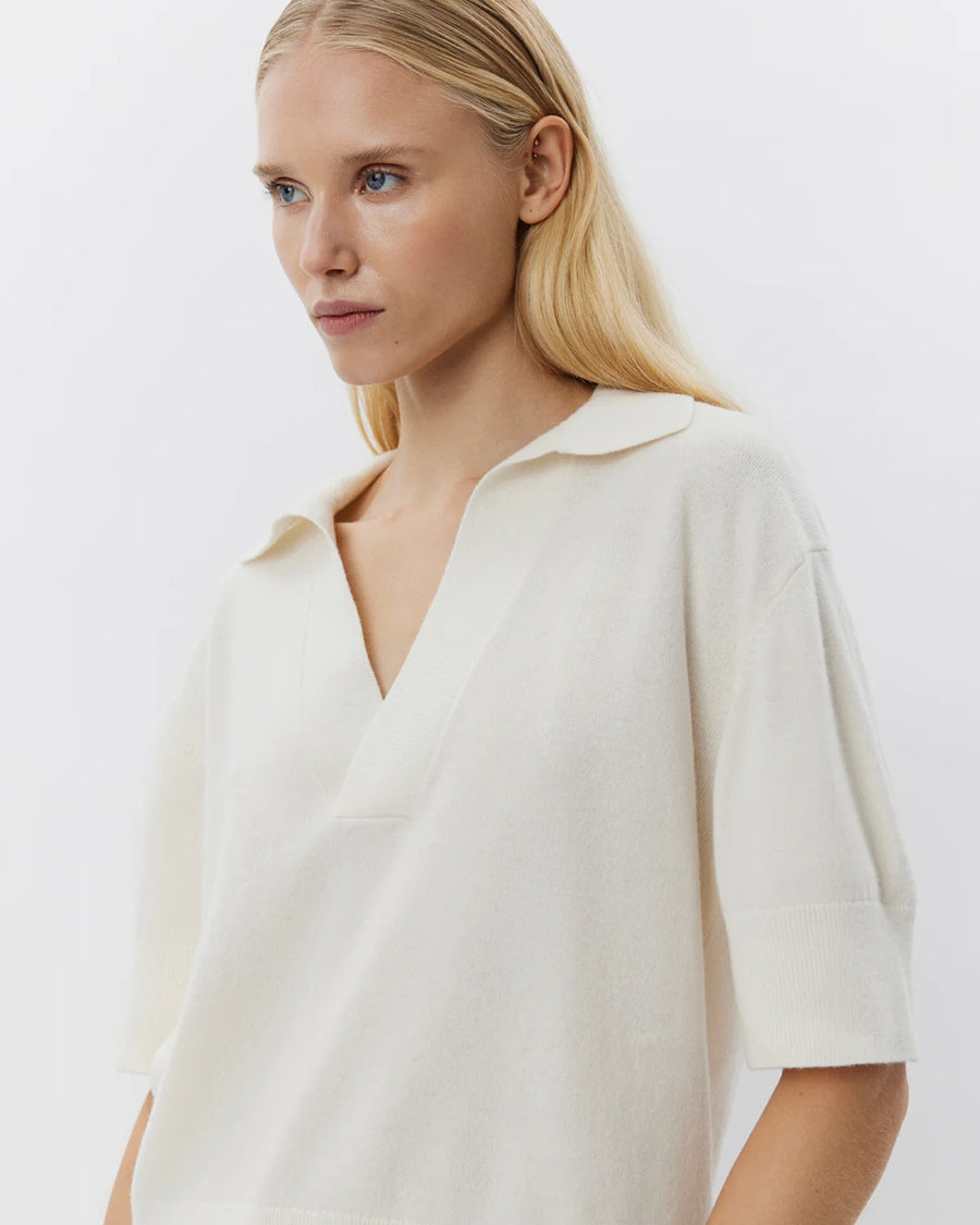 Sofie Schnoor Amaly short sleeve polo knit  - off white