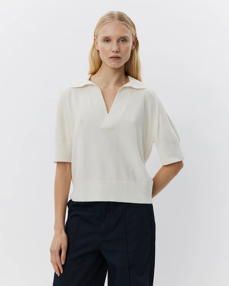Sofie Schnoor Amaly short sleeve polo knit  - off white