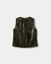 Sofie Schnoor Odessa sleeveless sequin top - olive green