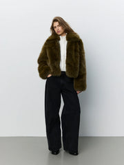 Sofie Schnoor Meta faux fur bomber jacket - olive green