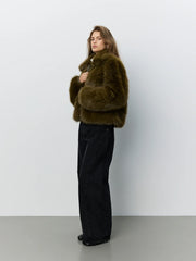 Sofie Schnoor Meta faux fur bomber jacket - olive green