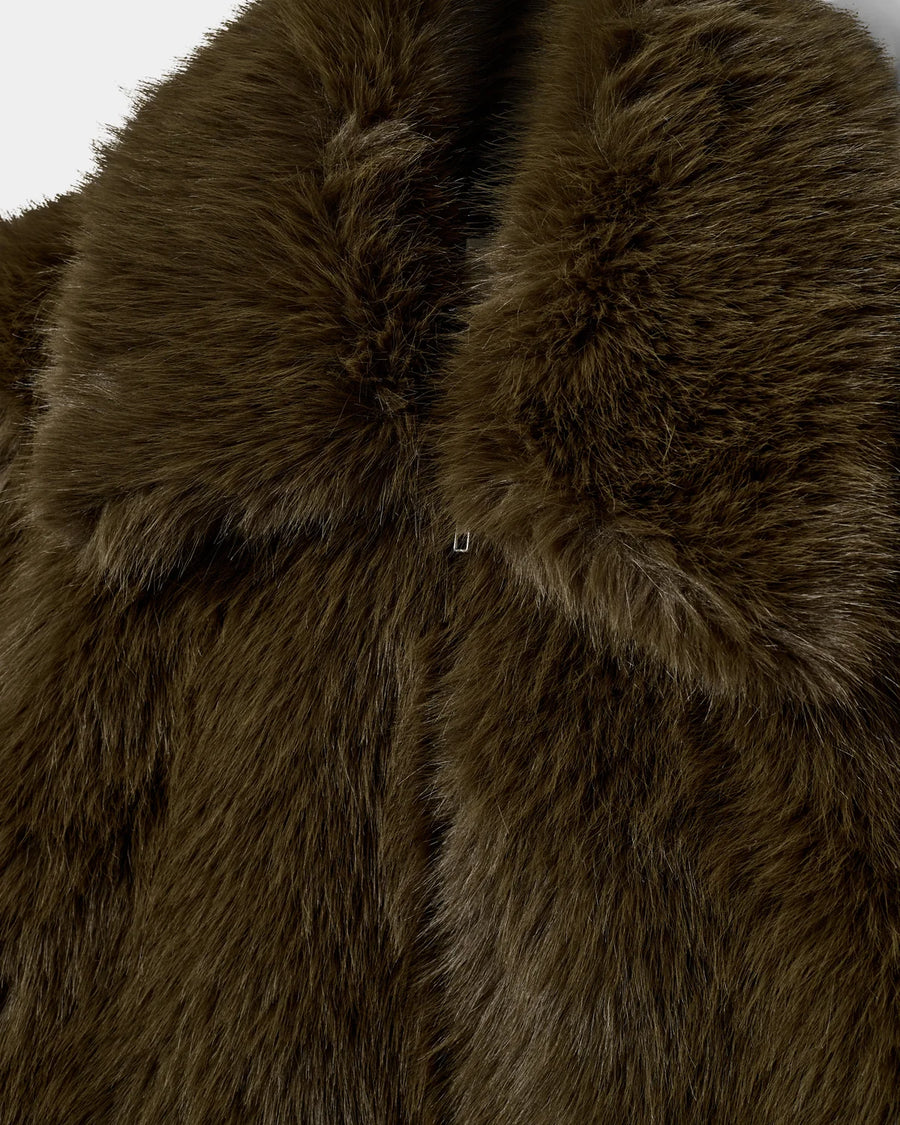 Sofie Schnoor Meta faux fur bomber jacket - olive green