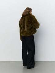 Sofie Schnoor Meta faux fur bomber jacket - olive green
