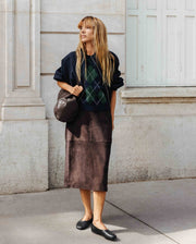Yerse suede a line skirt - chocolate