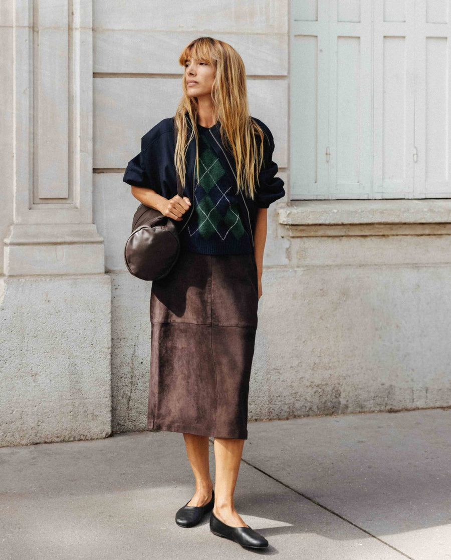 Yerse suede a line skirt - chocolate