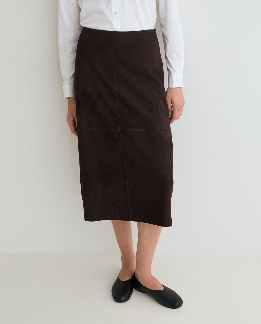 Yerse suede a line skirt - chocolate
