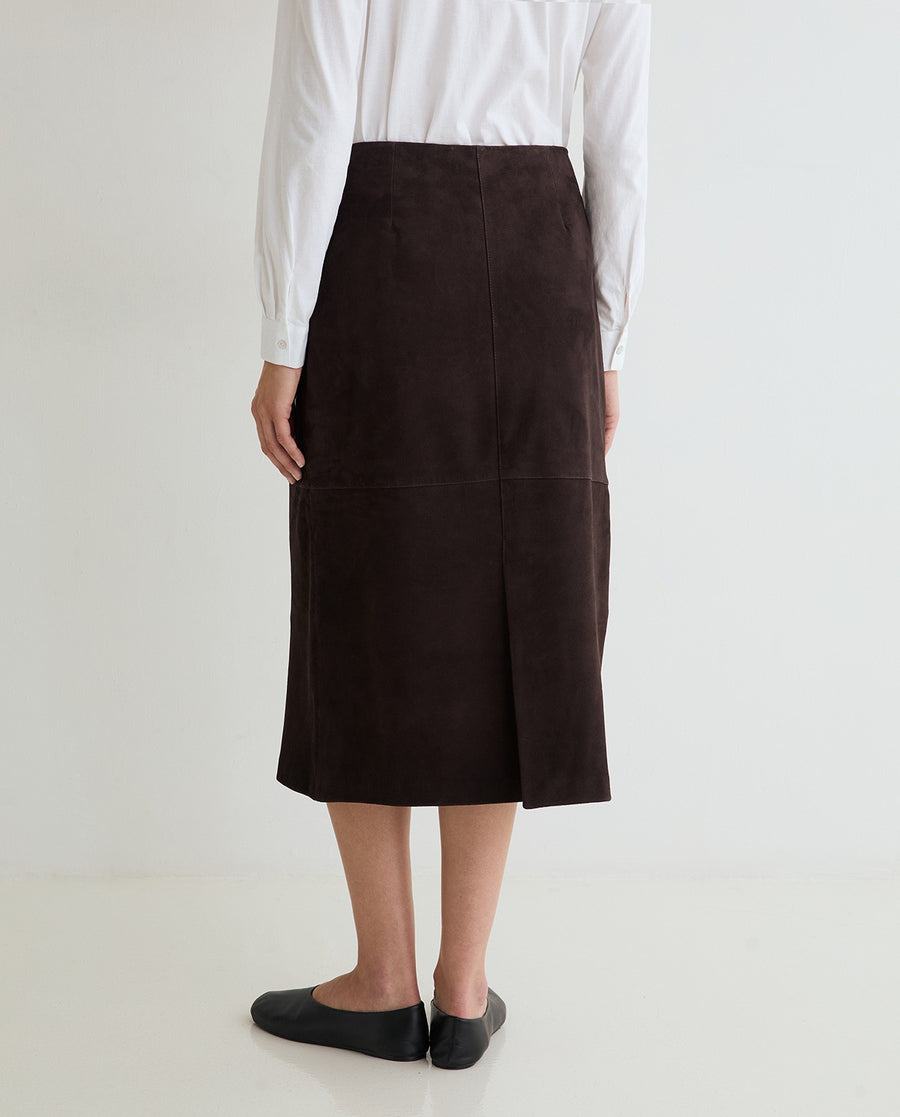 Yerse suede a line skirt - chocolate