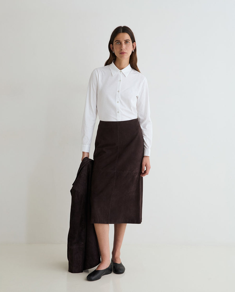 Yerse suede a line skirt - chocolate