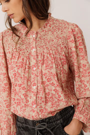 Indi & Cold printed smocked blouse - red