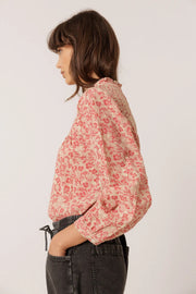 Indi & Cold printed smocked blouse - red
