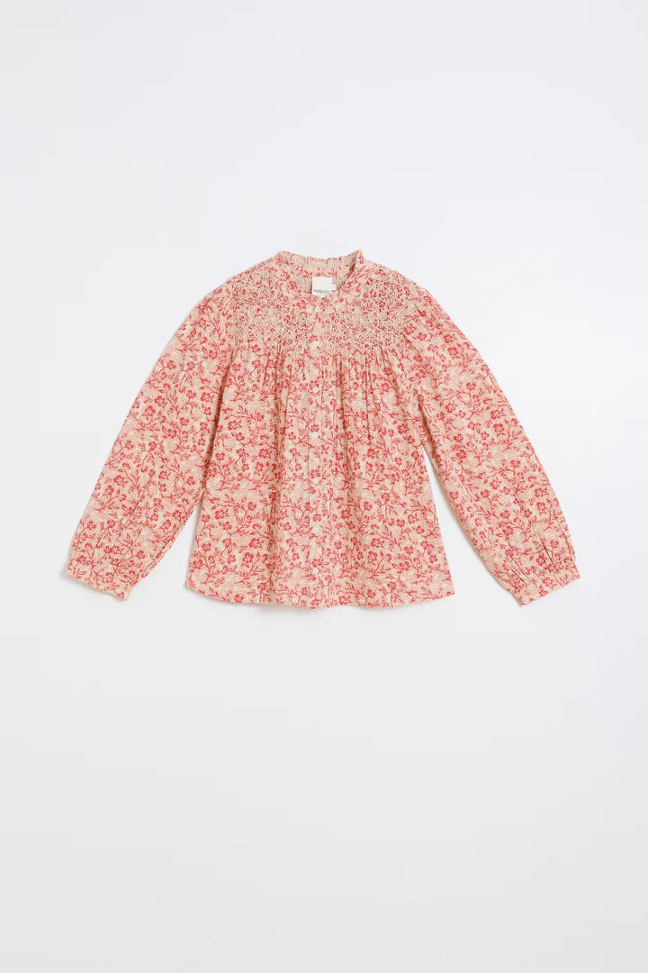 Indi & Cold printed smocked blouse - red