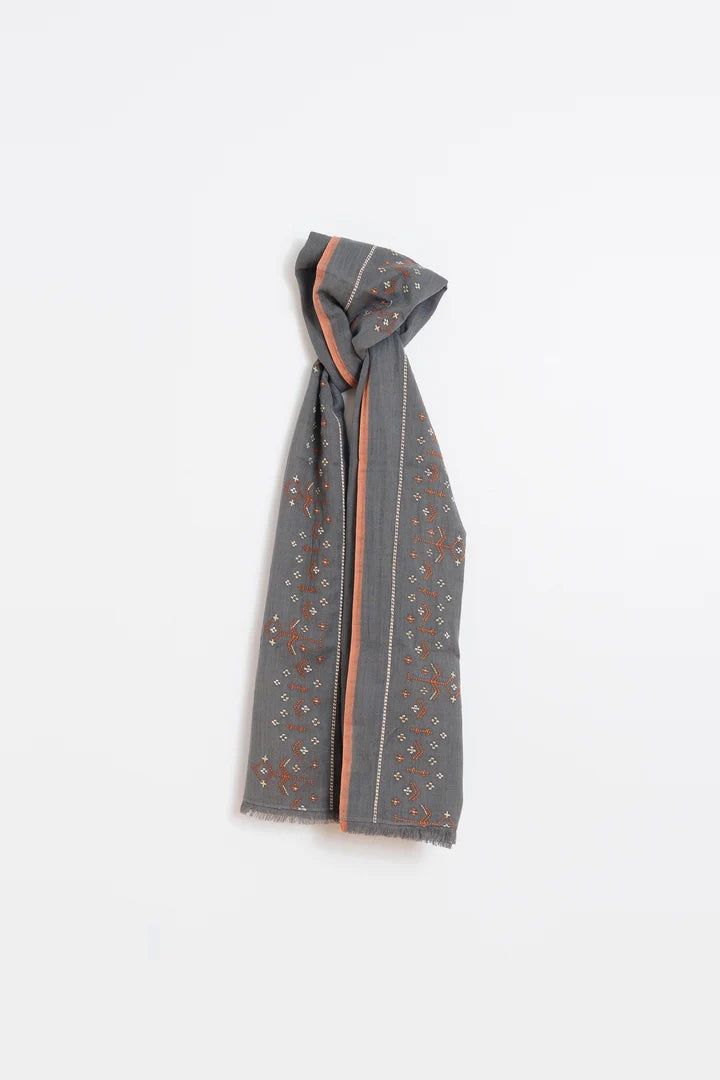Indi & Cold embroidered scarf - carbon