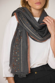 Indi & Cold embroidered scarf - carbon