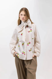Psophia striped sequin embroidered shirt