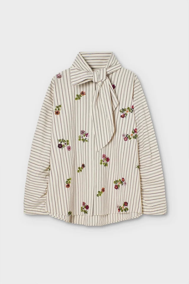 Psophia striped sequin embroidered shirt