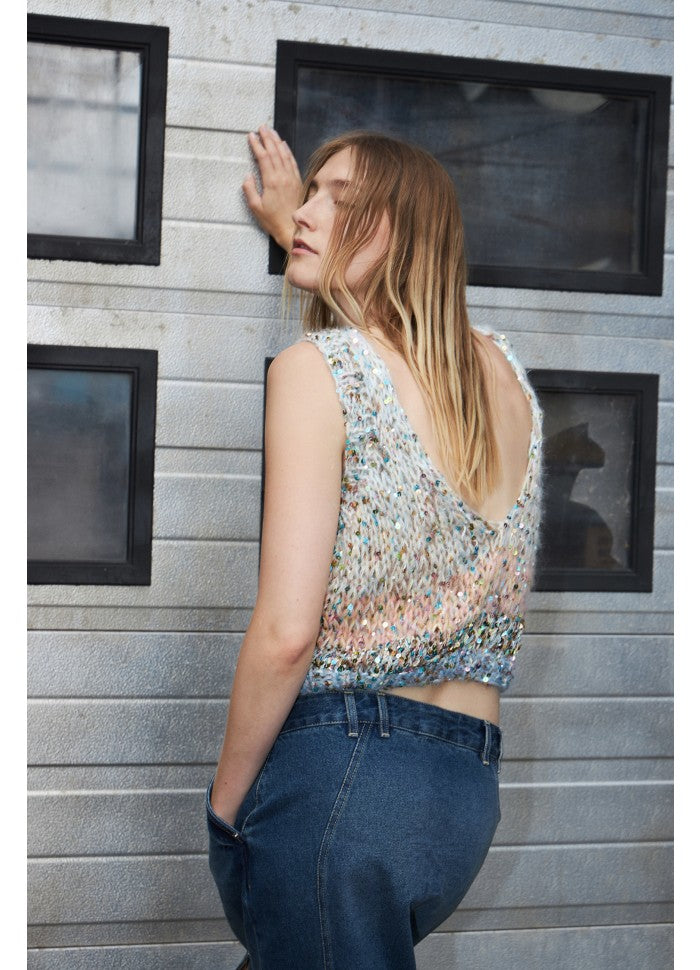 Dawn x Dare Ginny sequin knit tank - black multi