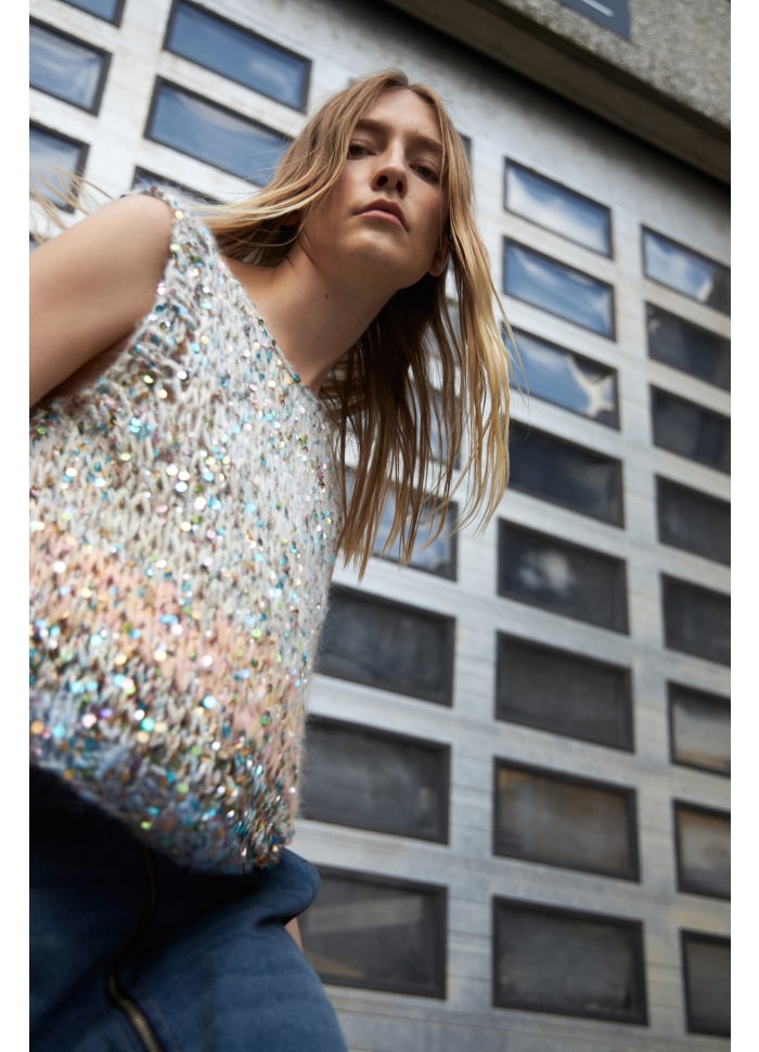 Dawn x Dare Ginny sequin knit tank - black multi