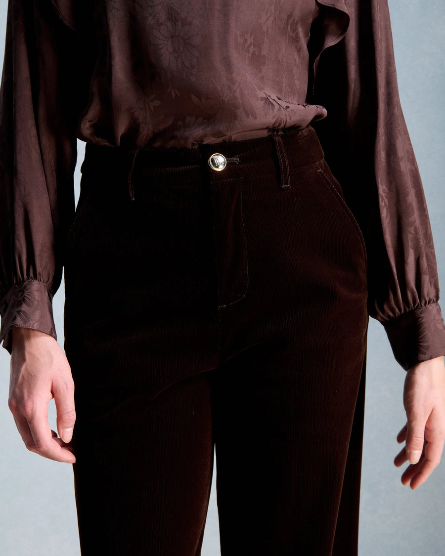 Petite Mendigote Pedro velvet trouser - chocolate