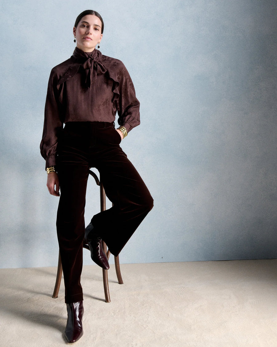 Petite Mendigote Pedro velvet trouser - chocolate