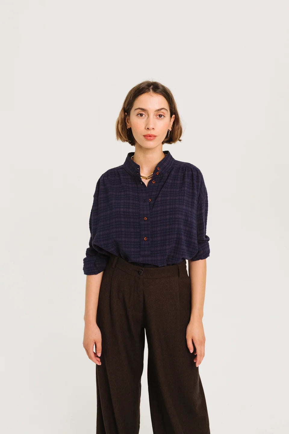 Sacrecoeur Emeline check shirt - clan navy