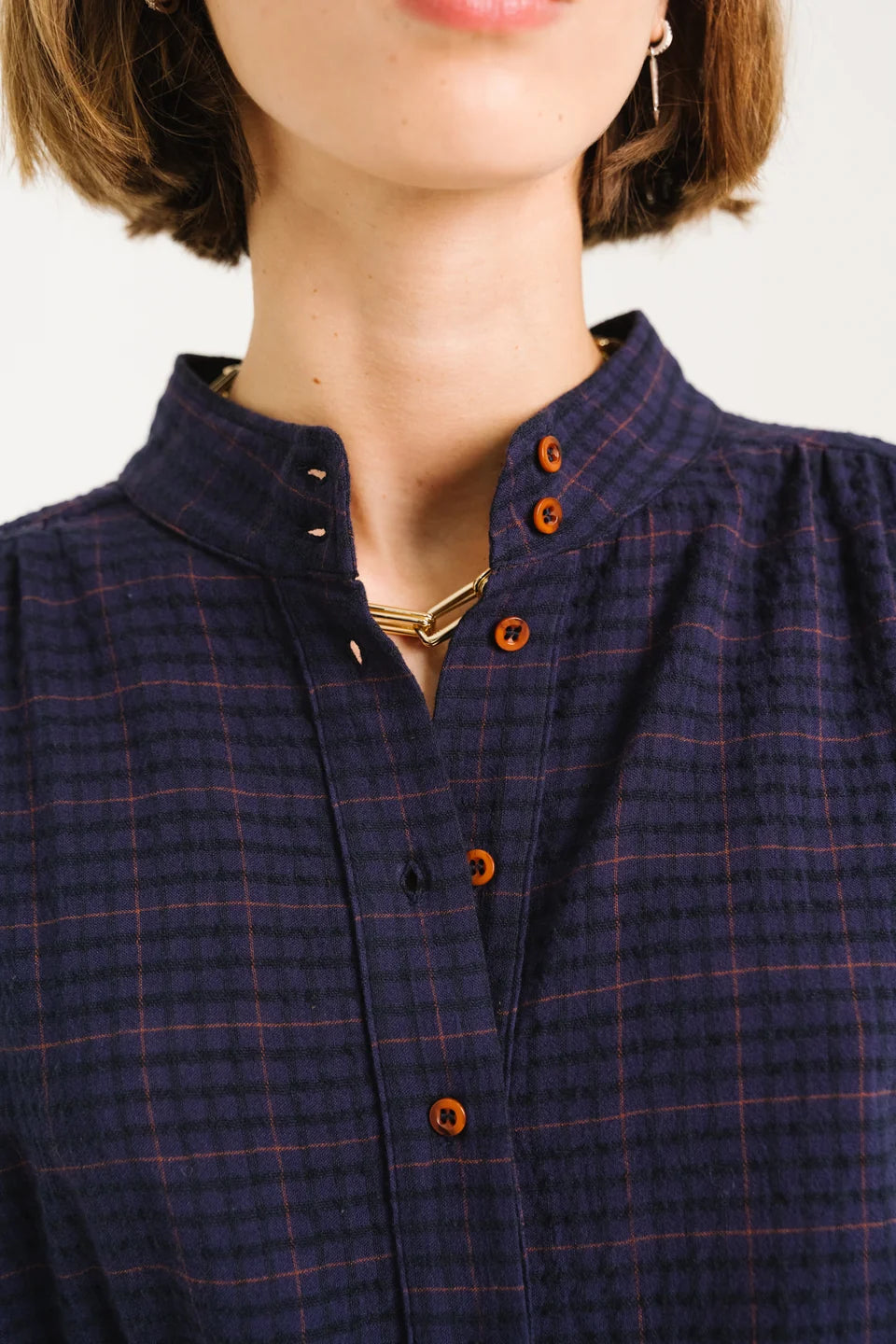 Sacrecoeur Emeline check shirt - clan navy