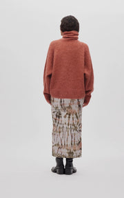 Rabens Saloner Mabeka fluffy funnel neck jumper - redwood